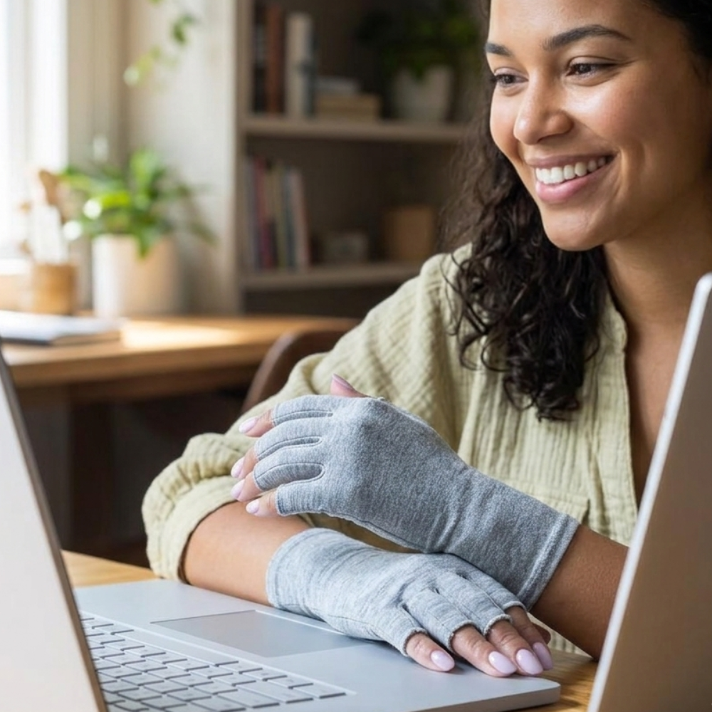 BambooRelief™ Premium Bamboo Compression Gloves – Fingerless Arthritis Support for Women & Men