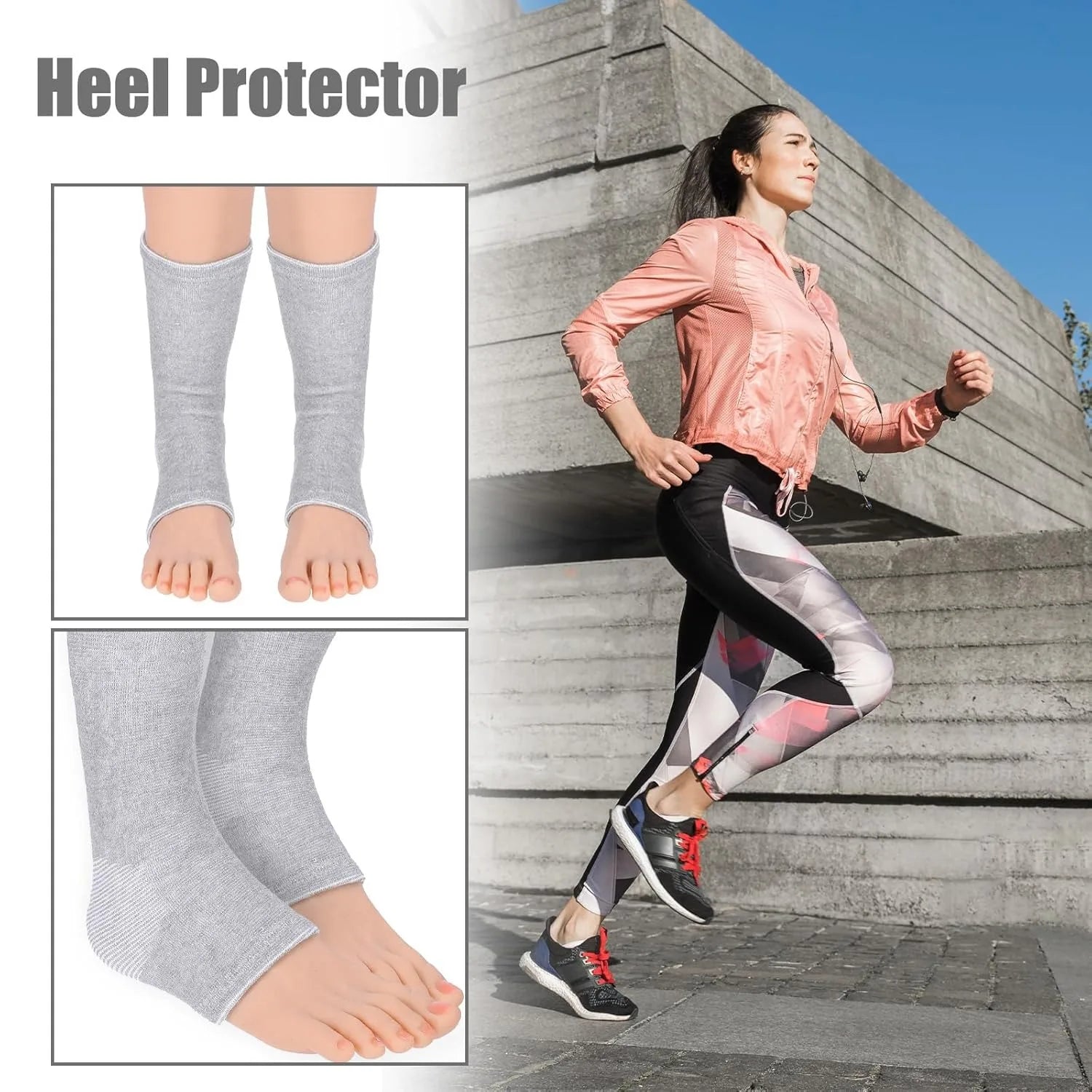 Bamboo Foot Sleeves, Soft and Breathable Plantar Fasciitis Socks, Arch Support Ankle Compression Sleeve for Men and Women Runnin