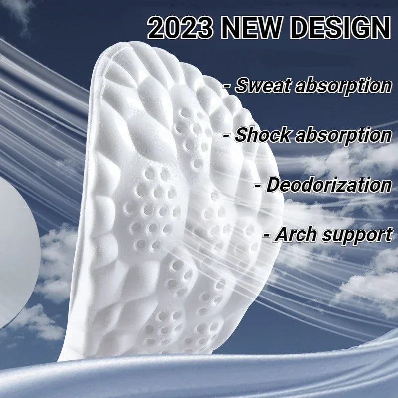 4D Sports Massage Insoles for Adults High Elastic Soft Deodorization Massage Running Football Orthopedic Shoe Pads Unisex