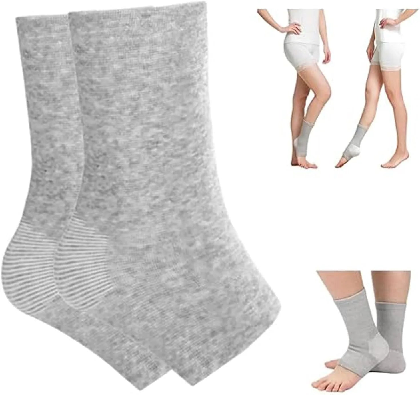 Bamboo Foot Sleeves, Soft and Breathable Plantar Fasciitis Socks, Arch Support Ankle Compression Sleeve for Men and Women Runnin