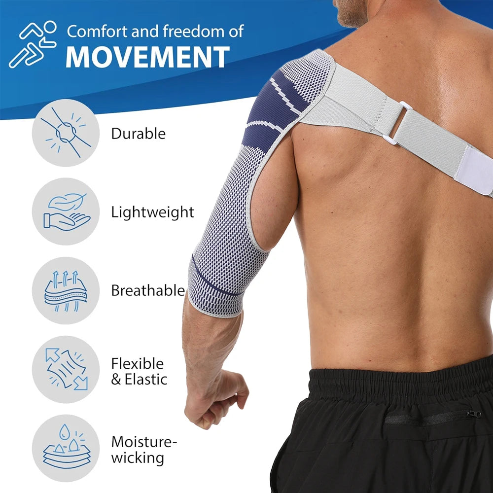Shoulder Brace Support for Rotator Cuff Tears, Dislocated Shoulder, Tendon Injuries & Pain Relief – Adjustable Fit