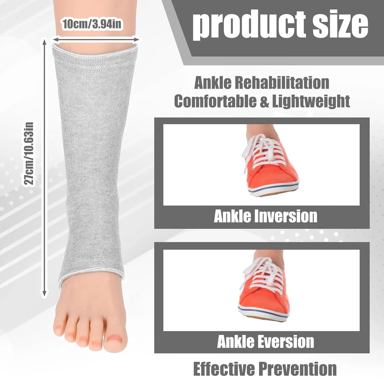 Bamboo Foot Sleeves, Soft and Breathable Plantar Fasciitis Socks, Arch Support Ankle Compression Sleeve for Men and Women Runnin